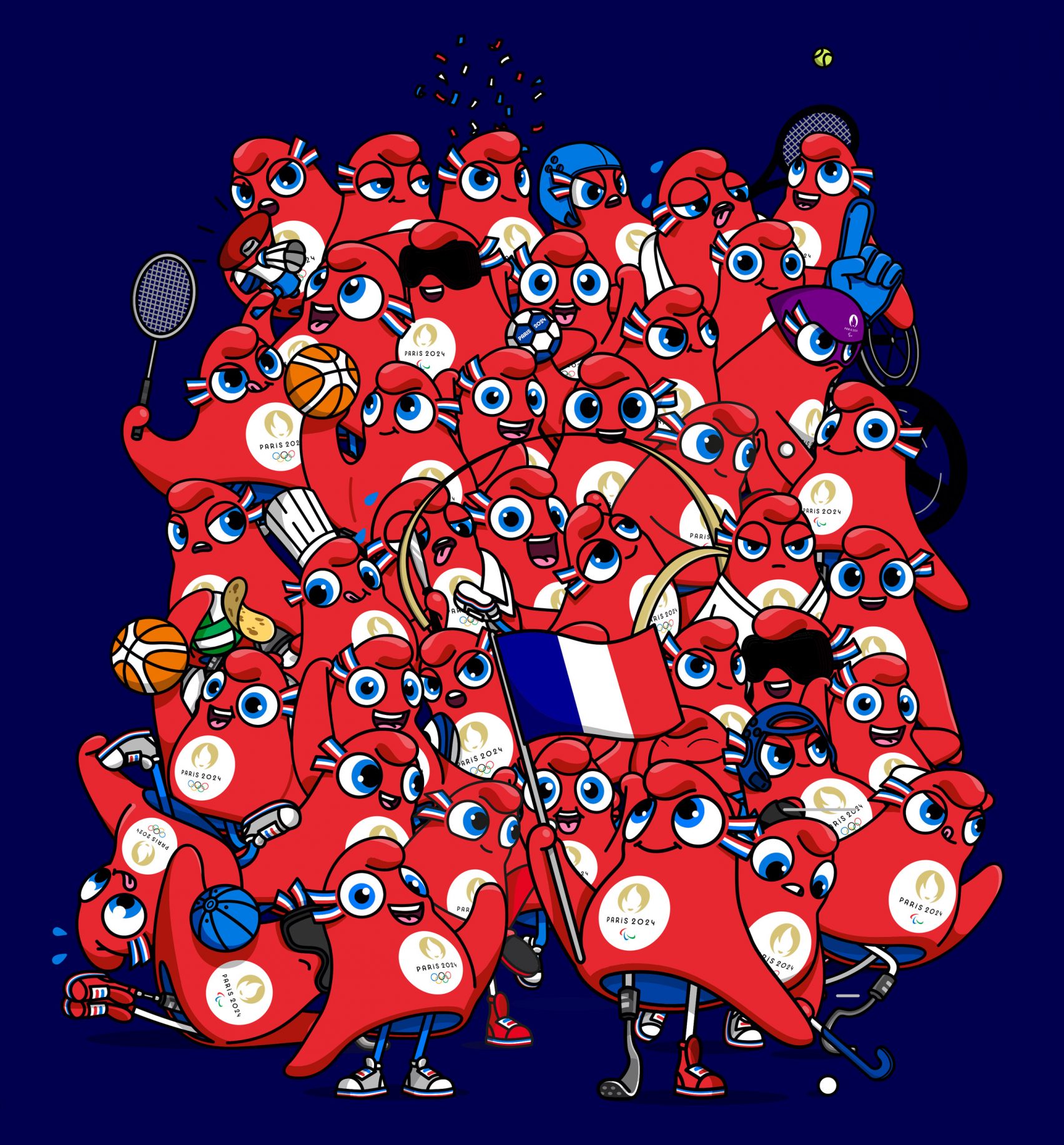 Meet the red cap of liberty Les Phryges mascots of 2024 Paris