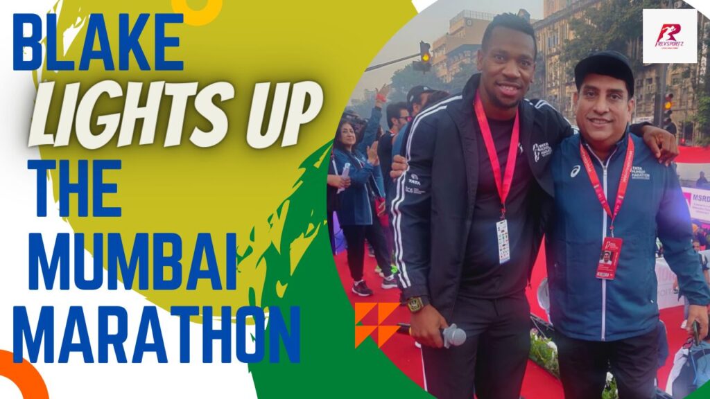How did Jamaican sprinter Yohan Blake encourage the Mumbai Marathon participants? TMM2023