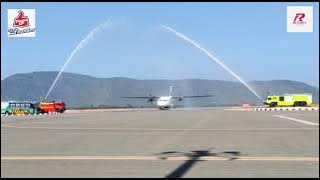 5 days countdown begins with the first flight from BBSR to Rourkela given water canon salute!