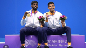 Satwik and Chirag with the Asian Games 2022 Gold Medal