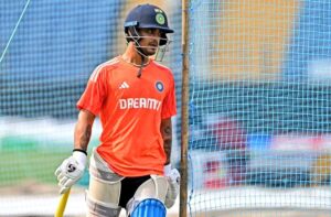 Ishan Kishan during a practice session