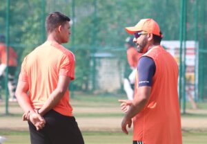 Rohit Sharma with Yashasvi Jaiswal ahead of 2nd Test