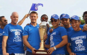 Ashley Westwood and Sunil Chhetri with I-League Trophy