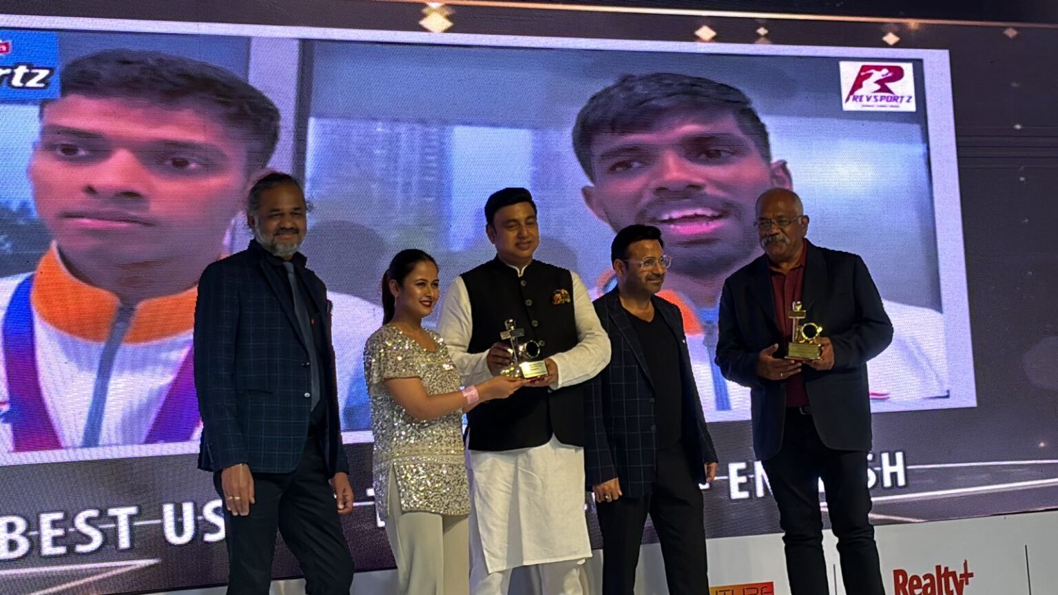 Understanding the spirit of sports and respecting it G Rajaraman, Gargi Raut and S Kannan receiving award