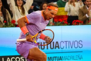 Rafael Nadal celebrating aggresively