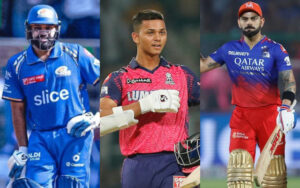 Rohit Sharma, Yashasvi Jaiswal, and Virat Kohli in IPL 2024