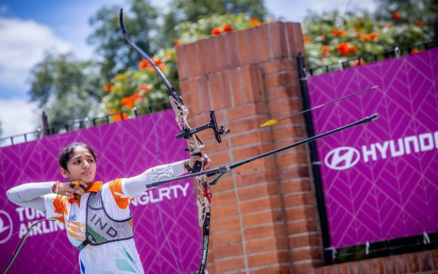 Bhajan Kaur’s rise from obscurity to sealing recurve quota place for India in archery at Paris 2024, has all the emotional ingredients Bhajan Kaur in action