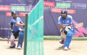 Both Virat Kohli and Rohit Sharma in action in net session