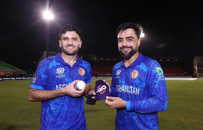 Fazalhaq Farooqi and Rashid Khan of Afghanistan