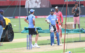 Virat Kohli during net session