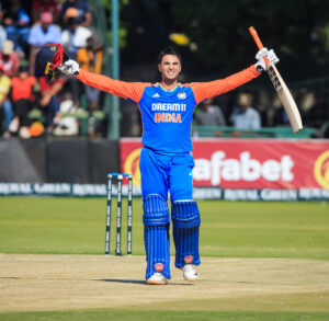 Abhishek Sharma scoring century vs Zimbabwe