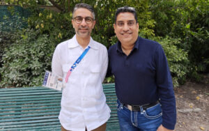 Boria Majumdar with Abhinav Bindra in Paris Olympics