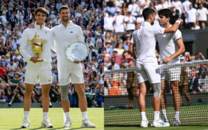 Carlos Alcaraz and Novak Djokovic in Wimbledon 2024 Final