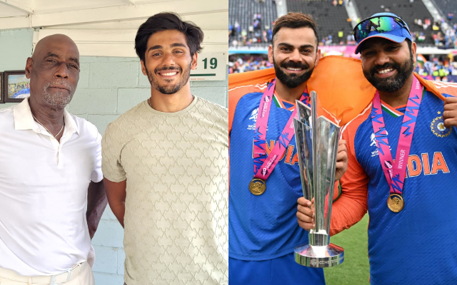 From the US to West Indies, thrills of covering variety in the World Cup Ishaan Shahane with Sir Viv Richards and Virat Kohli, Rohit Sharma with the Trophy