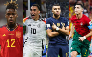 Nico Williams (ESP), Jamal Musiala (GER), Kylian Mbappe (FRA) and Cristiano Ronaldo (POR)