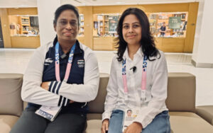 PT Usha with Sharmistha Gooptu in Paris Olympics 2024