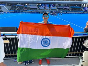 Prantik Mazumdar with the Indian flag