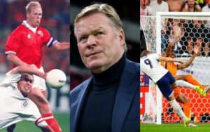 Ronald Koeman alongside his match vs Englan in 1993 and as coach vs England in 2024