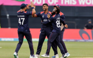 Saurabh Netravalkar with USA teammates