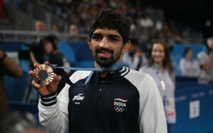 Aman Sehrawat with his Bronze medal