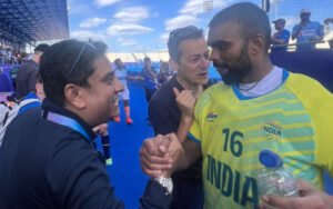 Boria Majumdar with PR Sreejesh after the win