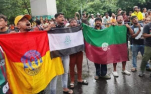 East Bengal, Mohammedan, and Mohun Bagan fans in protest