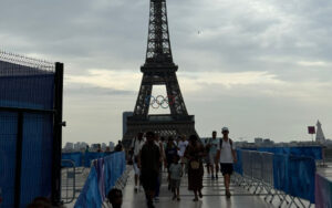 Fans and Eiffel Tower in Paris