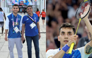 Lakshya Sen with Prakash Padukone in the Paris Olympics 2024