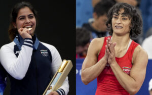 Manu Bhaker and Vinesh Phogat at the Paris Olympics 2024