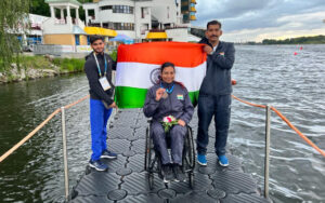 Prachi Yadav with the Indian flag