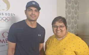 Trisha Ghosal with Neeraj Chopra