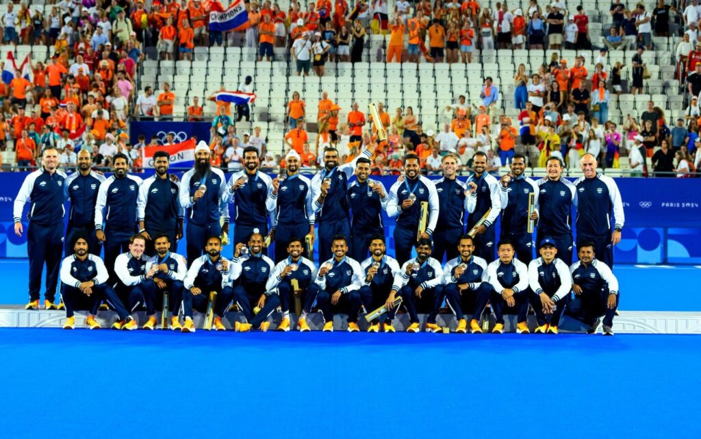 Indian Hockey team with the Bronze medal at the Paris Olympics 2024