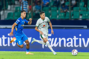 Sagolsem Bikash Singh of Mohammedan Sporting Club & Kiyan Nassiri Giri of Chennaiyin FC in action during match 04 of the Indian Super League (ISL) 2024 -25 season played between Chennaiyin FC vs Mohammedan SC held at the Jawaharlal Nehru Stadium  in Chennai on 26th September 2024.Photos : Shibu Preman / Focus Sports / FSDL