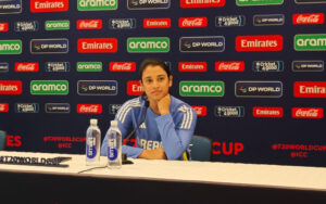 Smriti Mandhana at the pre-match Press Conference before SL clash