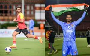 Anwar Ali and Prabhsukhan Gill for East Bengal in the AFC Challenge League