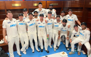 Daryl Mitchell and his teammates after series victory