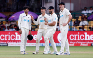 Daryl Mitchell and others during the Test series in India