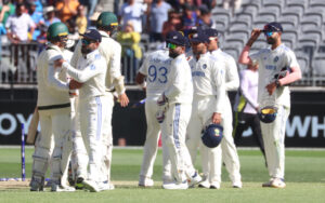 India after defeating Australia at the Optus Stadium, Perth