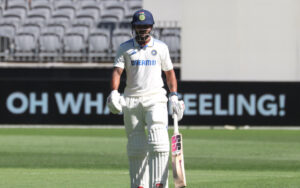 Nitish Kumar Reddy during the 1st innings of the Perth Test