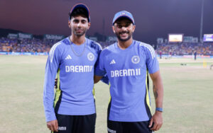 Nitish Kumar Reddy with Mayank Yadav during team India debut