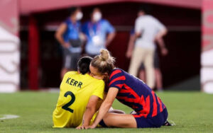 Sam Kerr and Kristie Mewis in the 2021 Tokyo Olympics