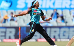 Shikha Pandey in action in the WBBL 10