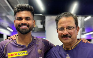 Shreyas Iyer with Venky Mysore after winning the last IPL