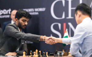 D Gukesh and Ding Liren in the World Chess Championship match 