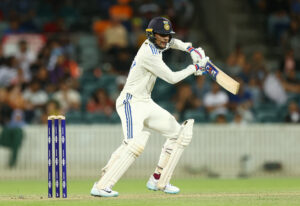 Shubman Gill in action during India's Warm up match.