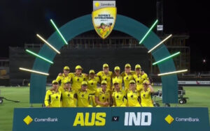 Australia with the winning trophy after defeating India 3-0