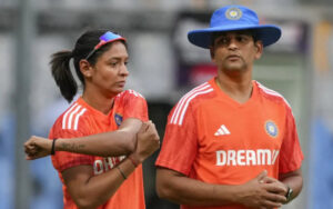 Harmanpreet Kaur and Amol Mazumdar for India