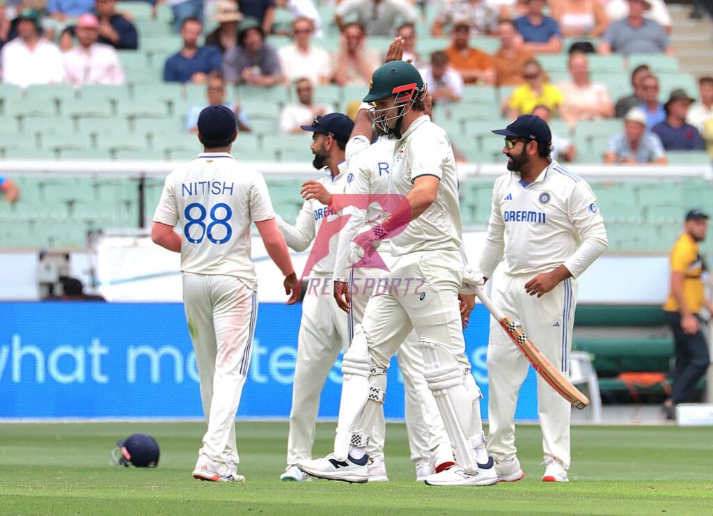 Konstas shines on debut, India roars back with late strikes