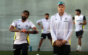 Jasprit Bumrah in practice at Adelaide