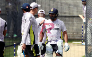 Rohit Sharma and Morne Morkel at the MCG nets